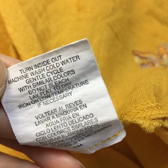 Anthropologie Fig & Flower Top Shirt XL Womans Yellow Embroidered Button Up Boho - Picture 6 of 16